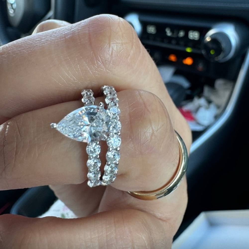 QVC Silver and Gold Pear-Cut Ring